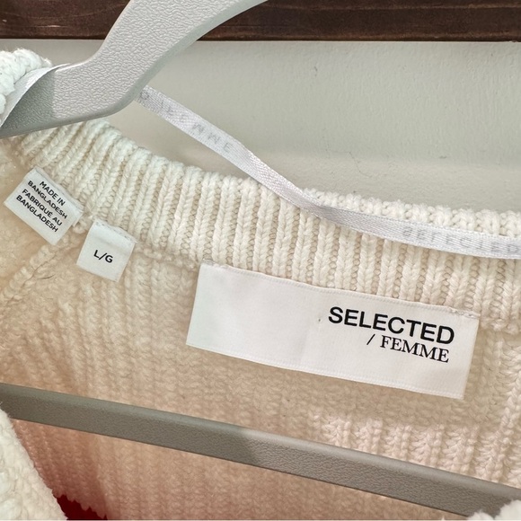 Selected Femme Bloomie Short Sleeve Knit Sweater Snow White Flame Scarlet Large - Picture 2 of 5